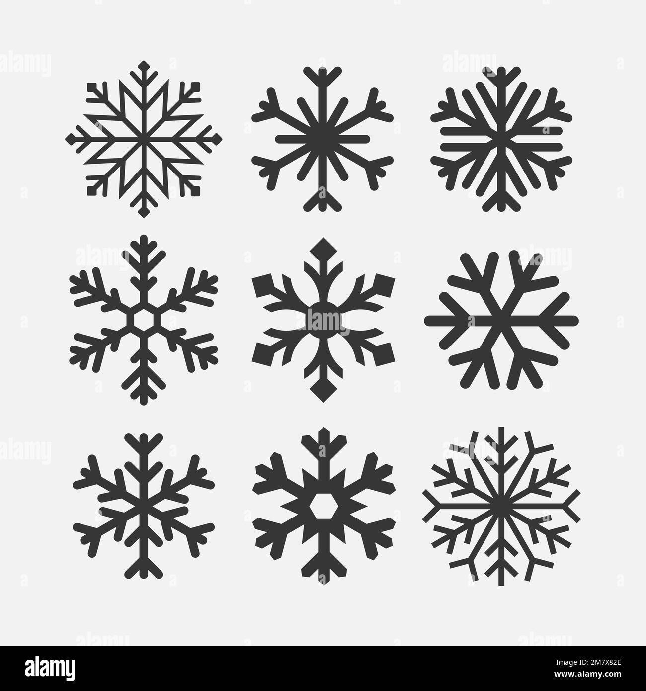 Snowflakes set icons isolated on white background. Vector illustration ...