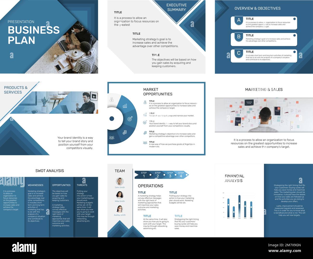 Editable business presentation template vector in modern design set ...