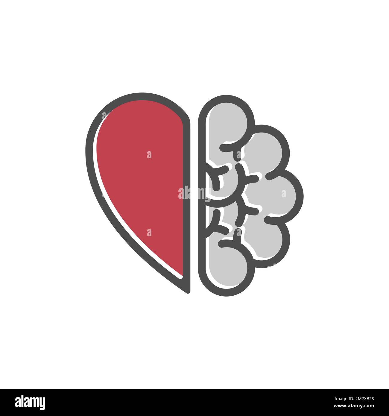 Heart and Brain concept isolated on white background. Vector