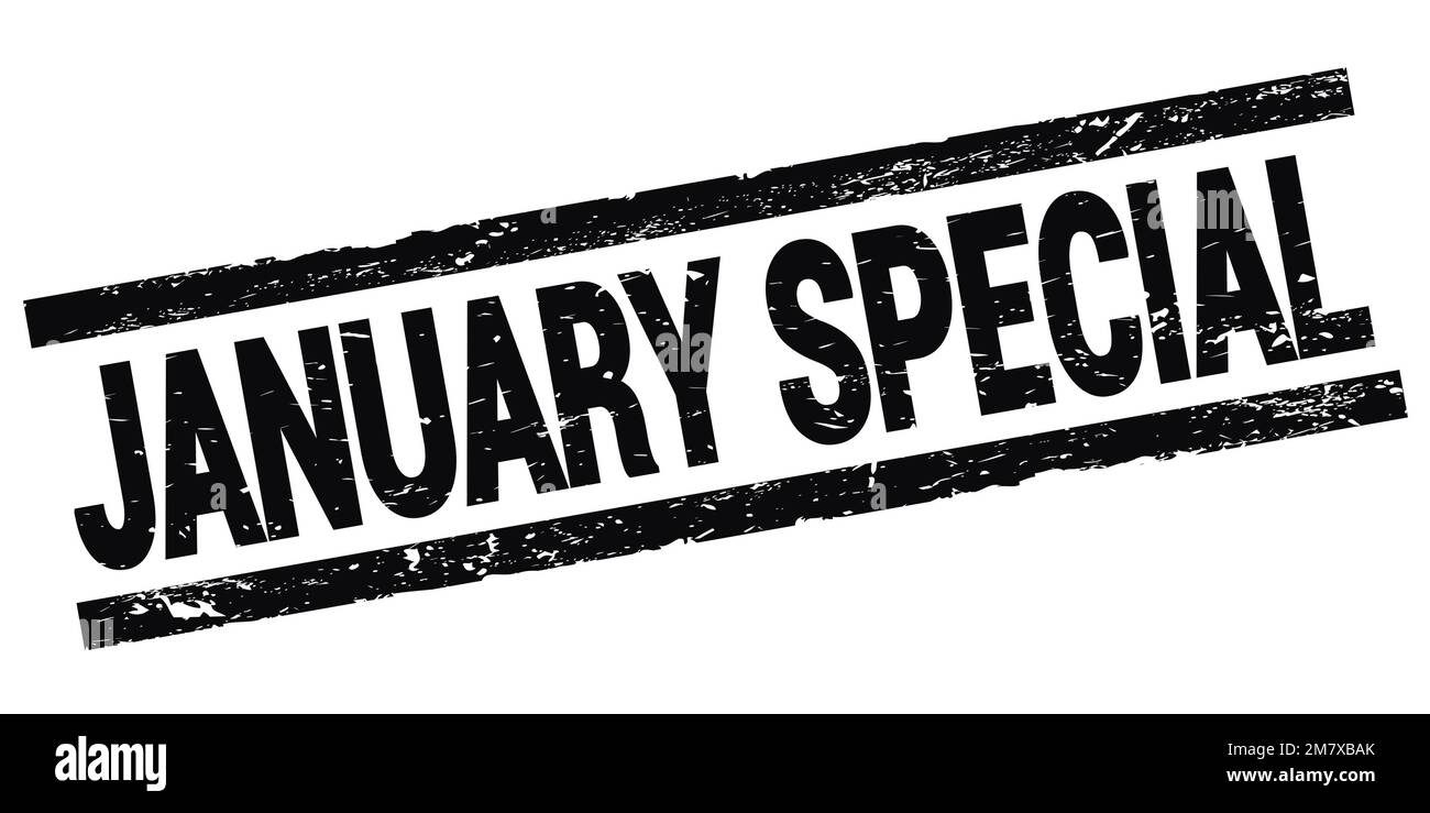JANUARY SPECIAL text written on black rectangle stamp sign Stock Photo ...