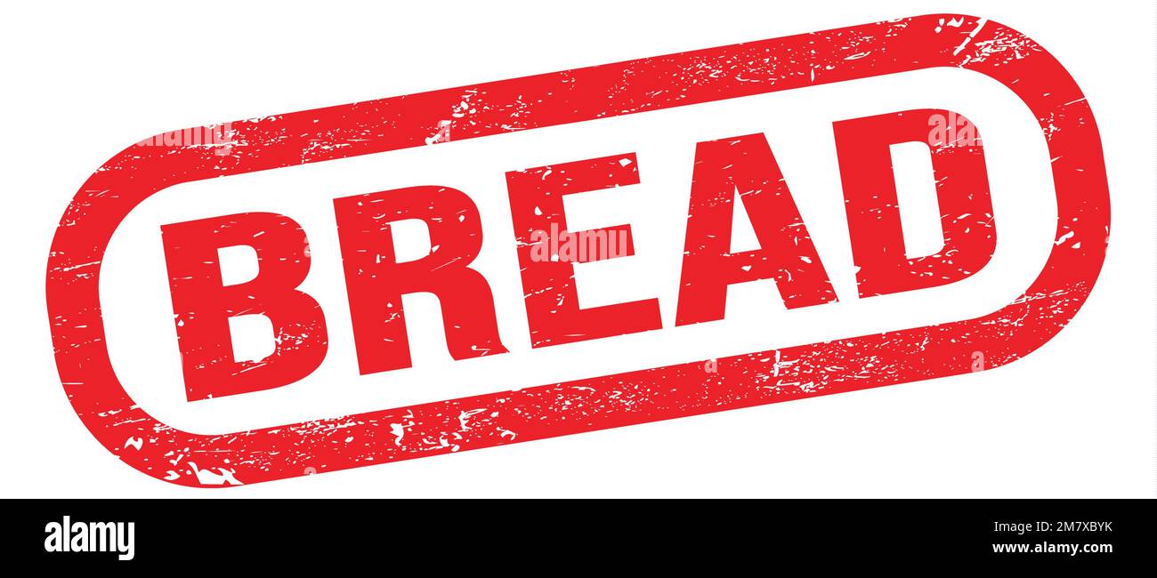 BREAD, text written on red rectangle stamp sign Stock Photo Alamy