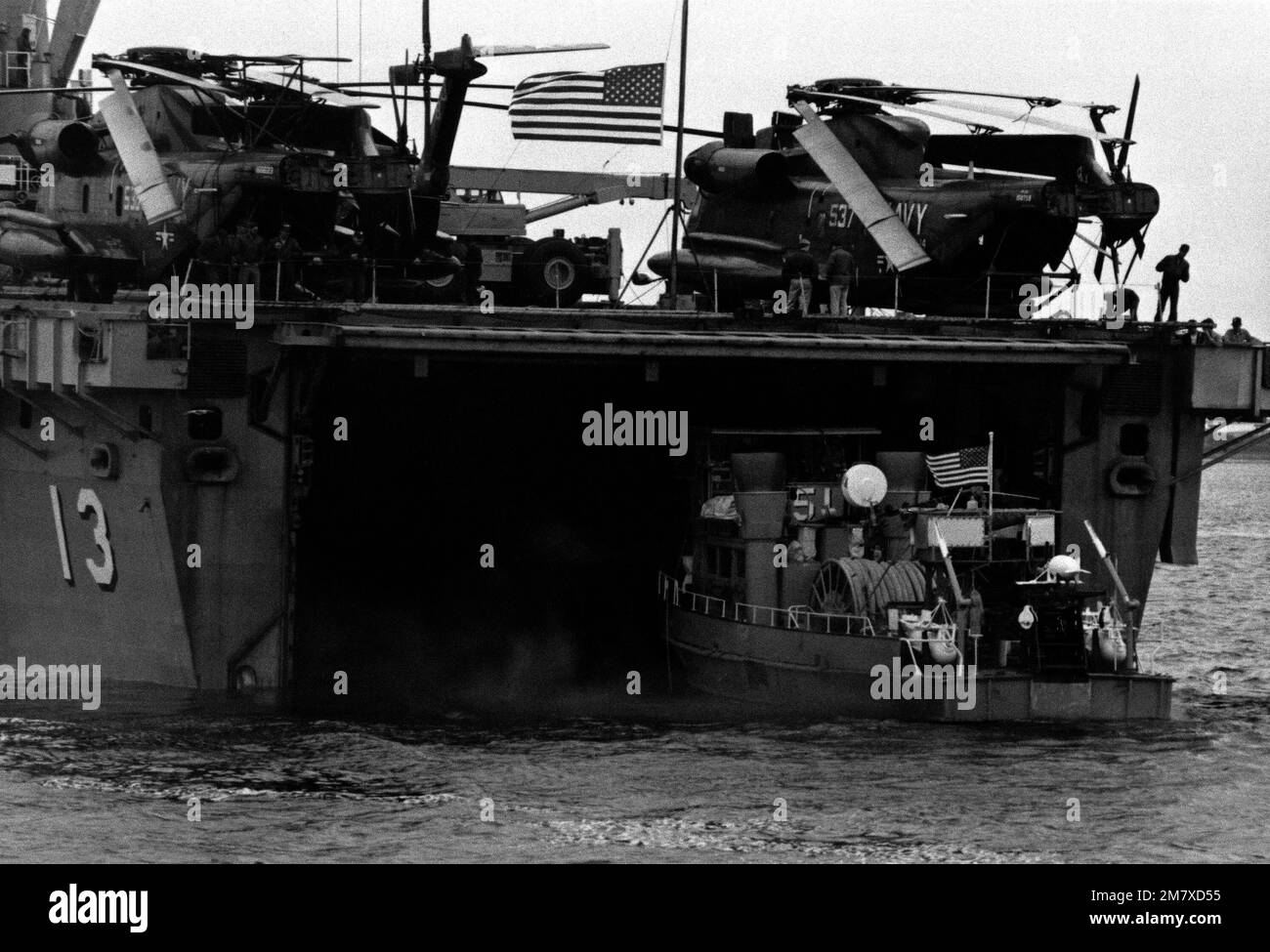 Minesweeping boat (MSB-51) debarks from the well deck of the amphibious ...