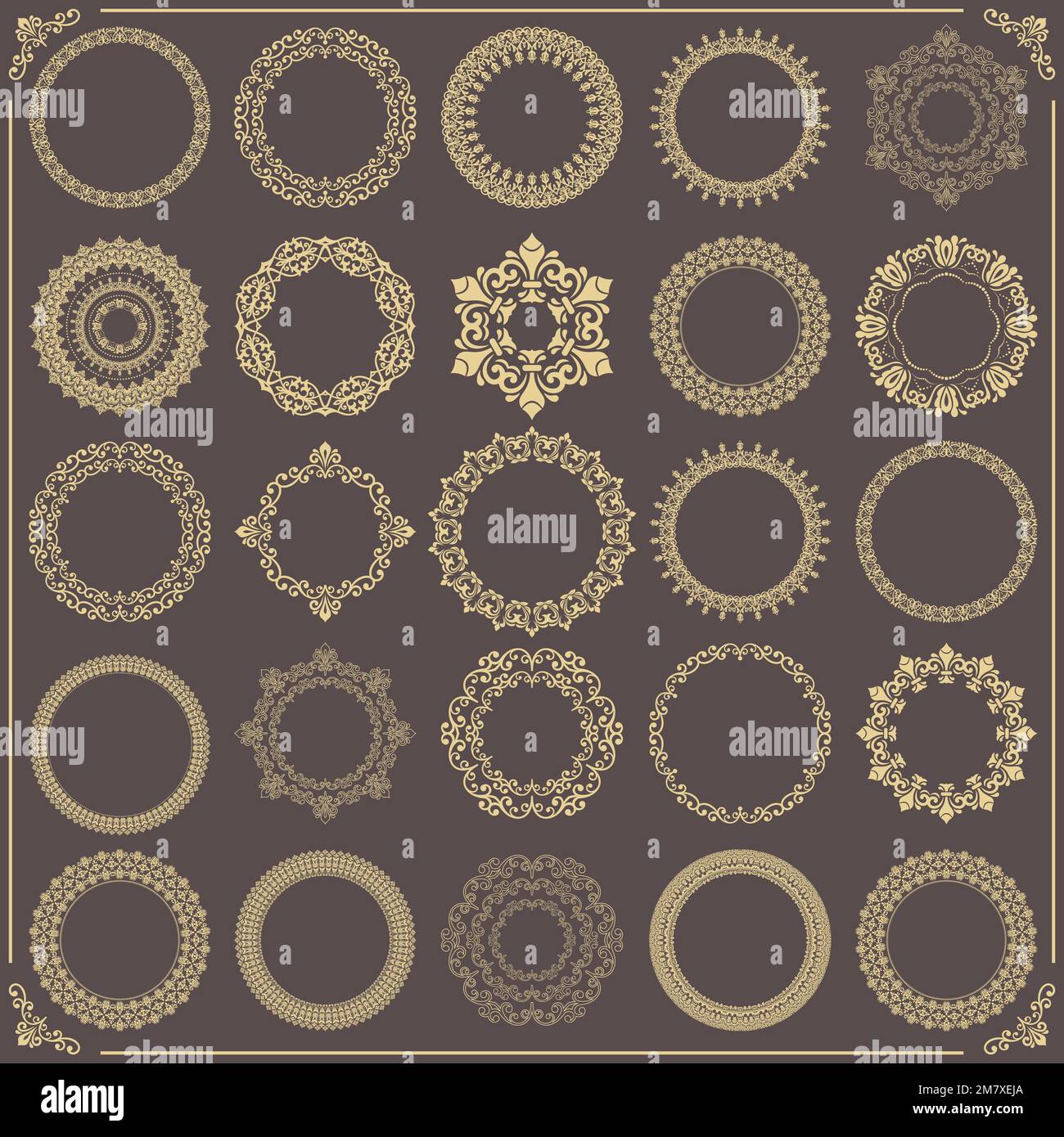 Vintage set of vector round elements. Different elements for design ...