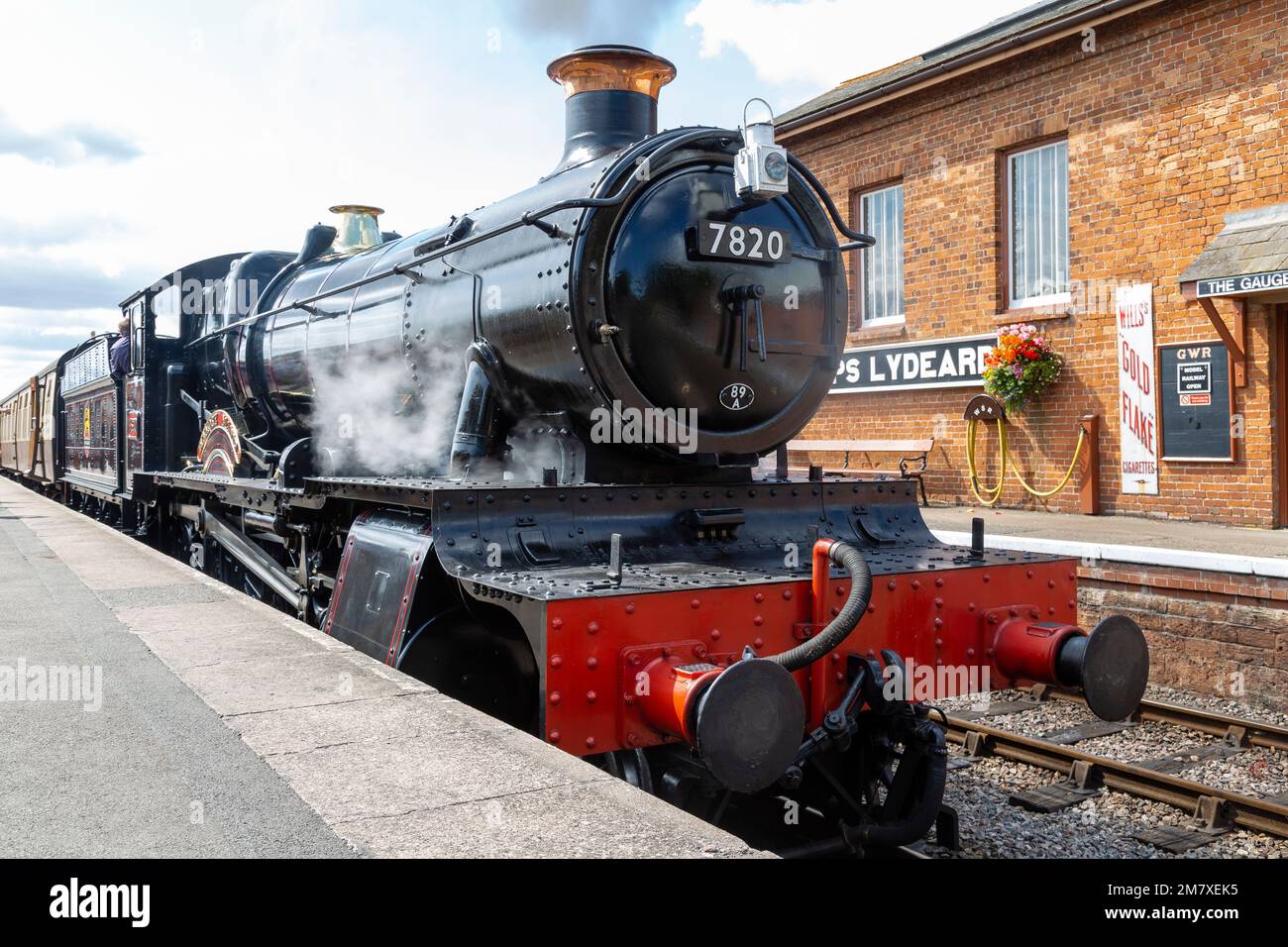 Manor Class 7820 'Dinmore Manor' locomotive operated by the West Somerset Railway, waiting at Bishops Lydeard station in July 2018 Stock Photo