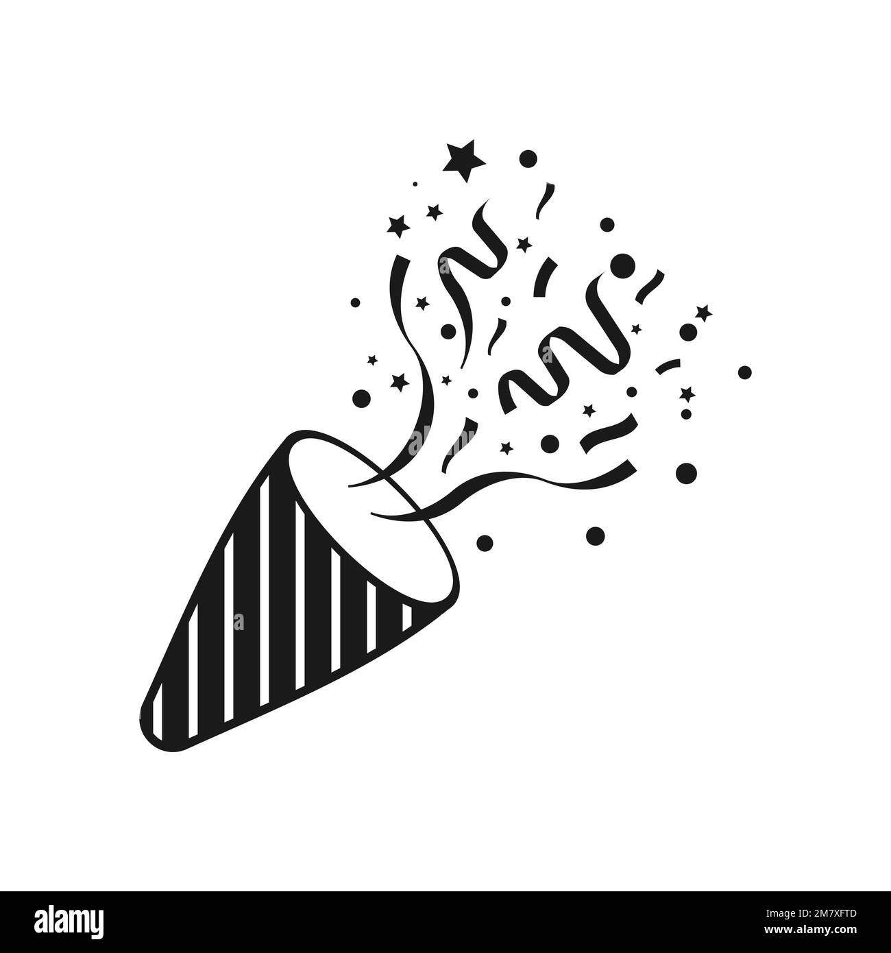 Exploding party poppers with confetti. Vector illustration. Eps 10. Stock Vector