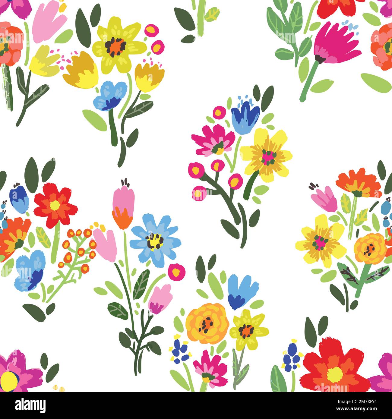 Seamless pattern with flowers on white background Stock Vector Image ...