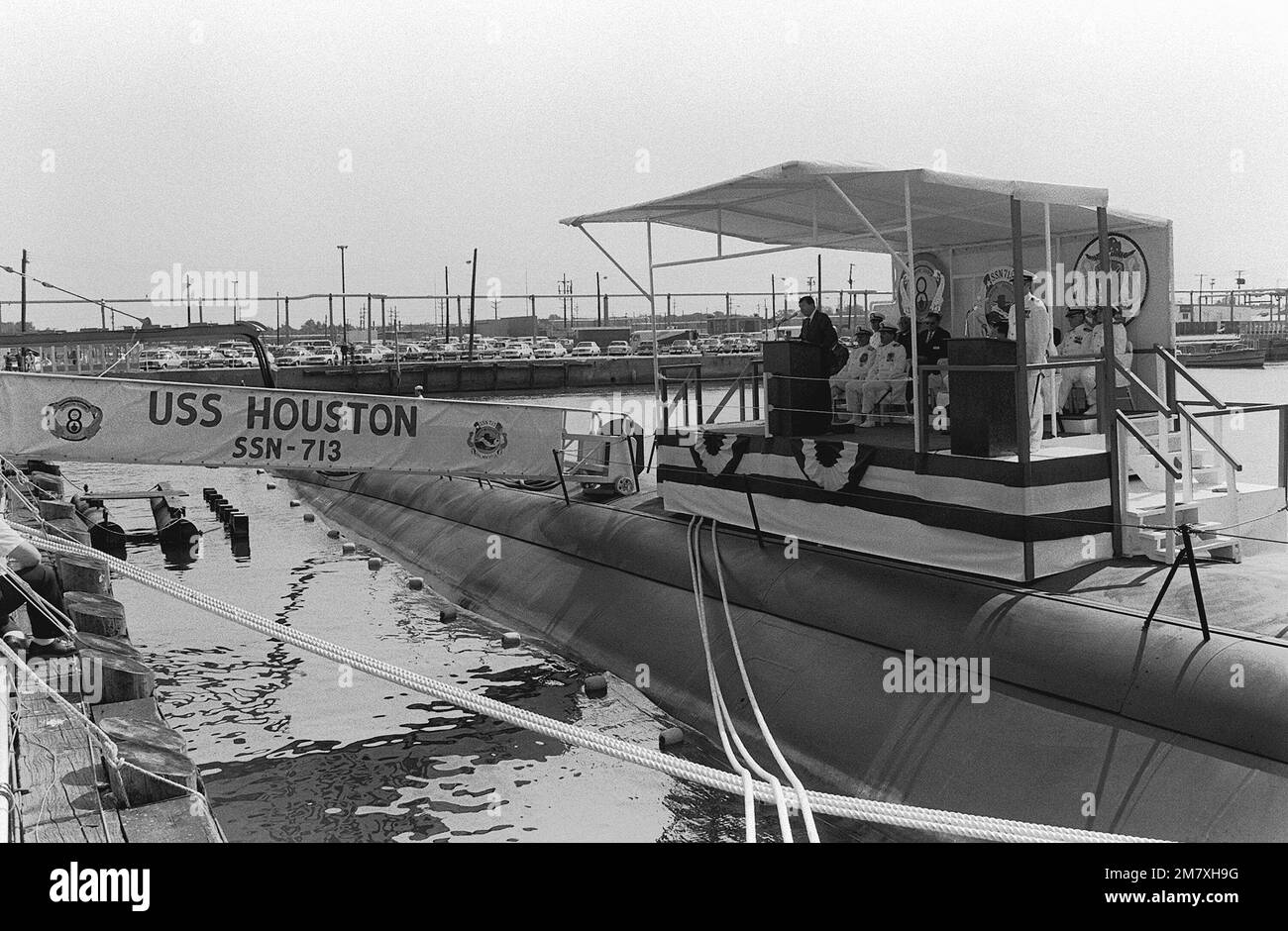 A view of the speakers platform mounted on the deck of the nuclear