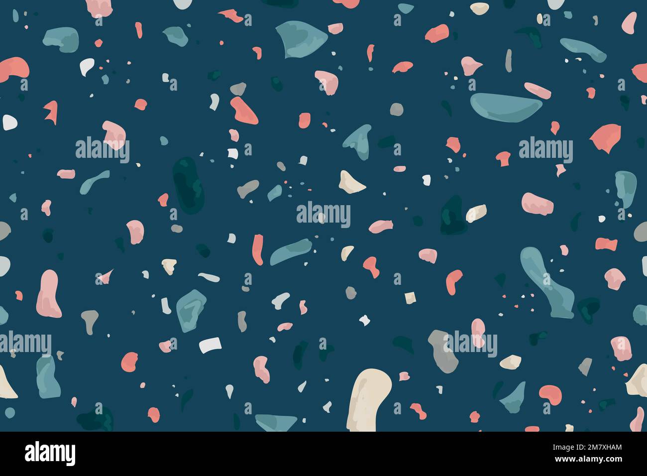 Blue terrazzo abstract background vector seamless pattern Stock Vector
