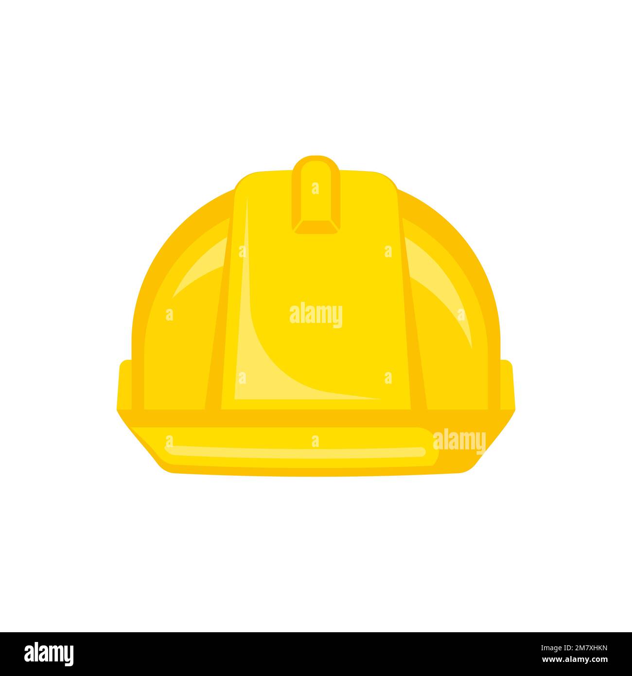 Yellow safety construction helmet. Front view construction helmet