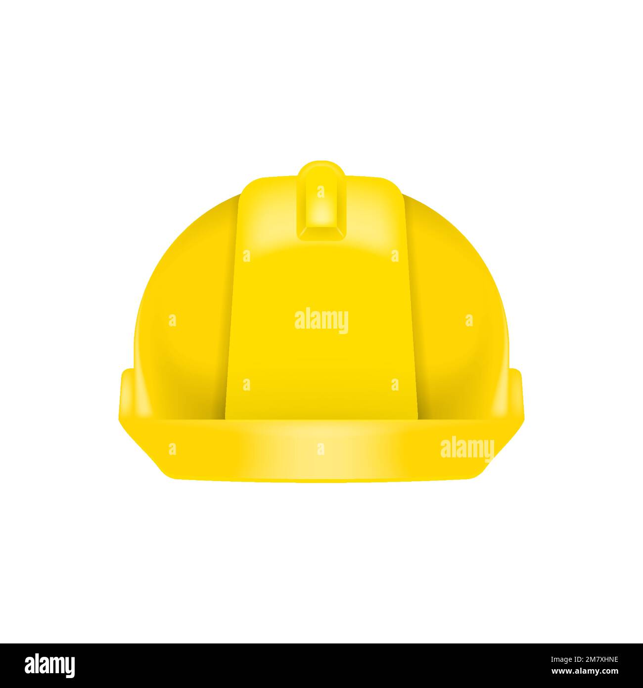 Yellow safety construction helmet. Front view construction helmet
