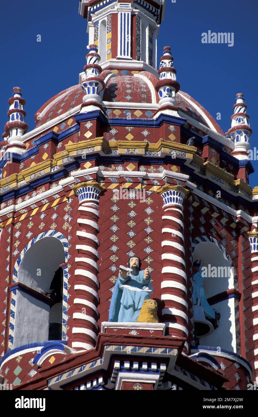 Mexico, Puebla,San Andrés Cholula, Templo de Santa María Tonantzintla Stock Photo