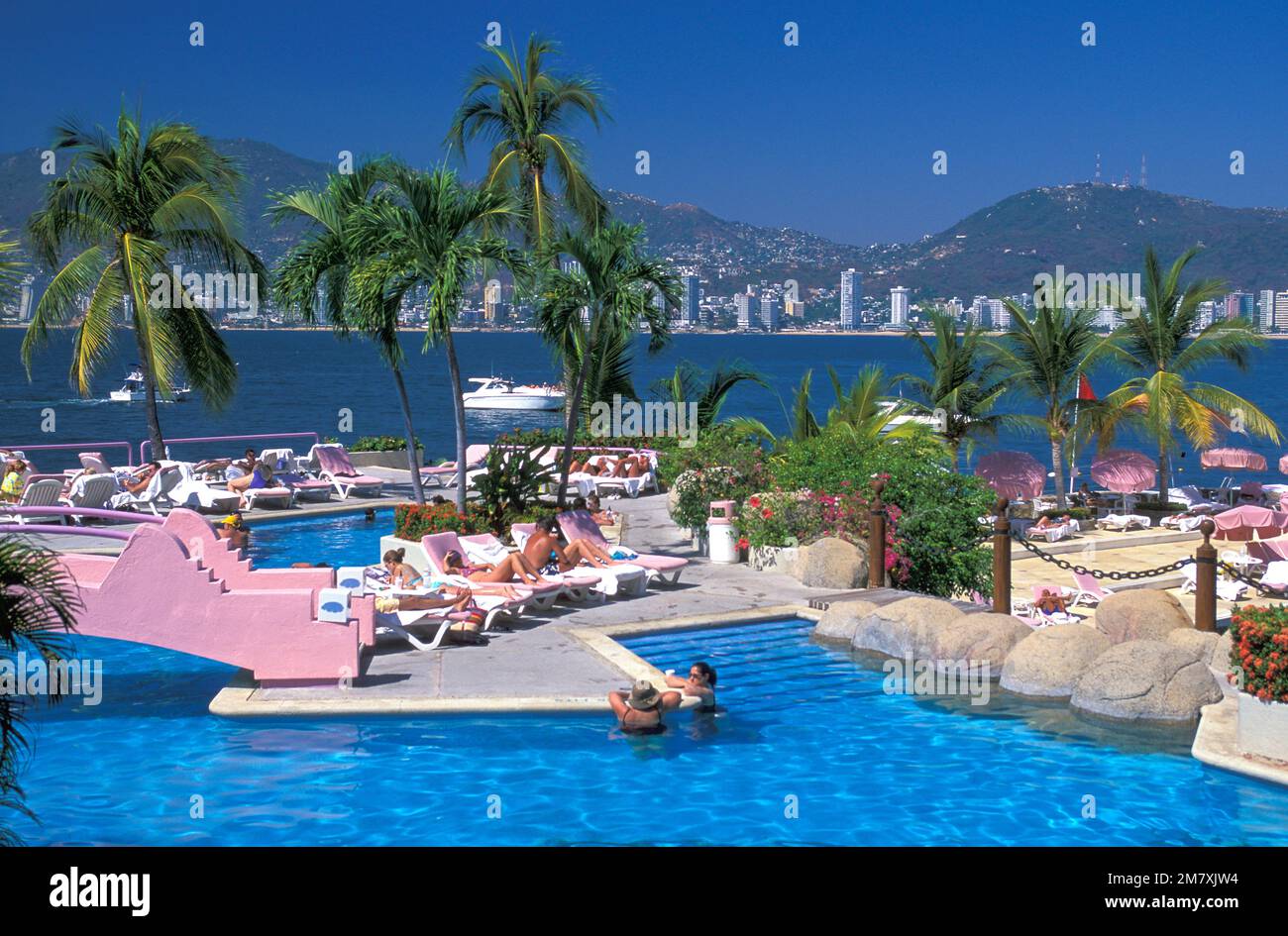 Mexico, Pacific Coast, Guerrero, Bahia de Acapulco, Acapulco, Las Brisas Hotel & Resort, La Concha Club Stock Photo