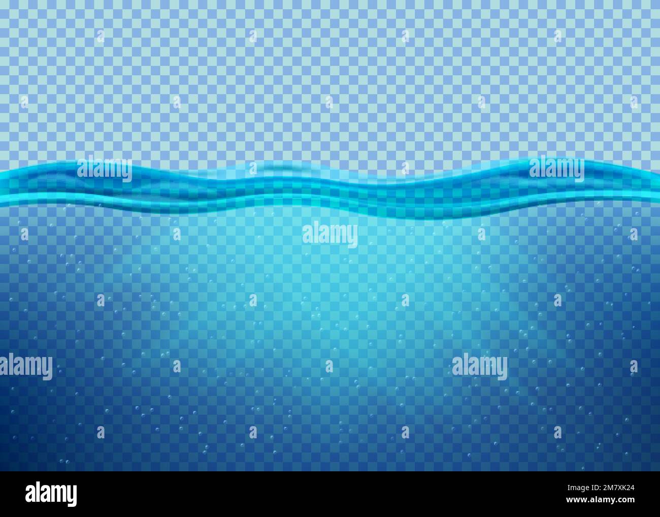 Transparent underwater blue ocean background. Vector illustration. Eps