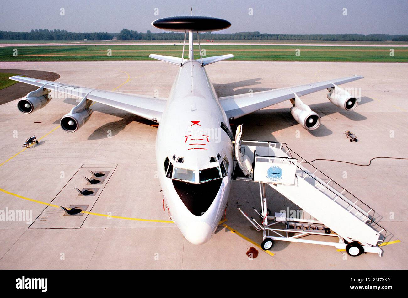 A front view of a parked E-3A Sentry airborne warning and control ...