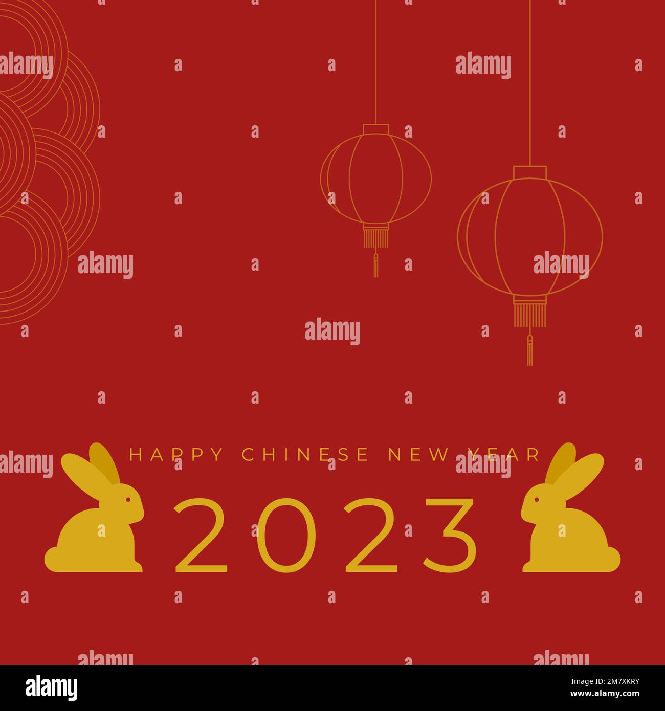 Happy Chinese New Year. Year of the rabbit. 2023. Hanging lanterns. Vector illustration, flat design Stock Vector