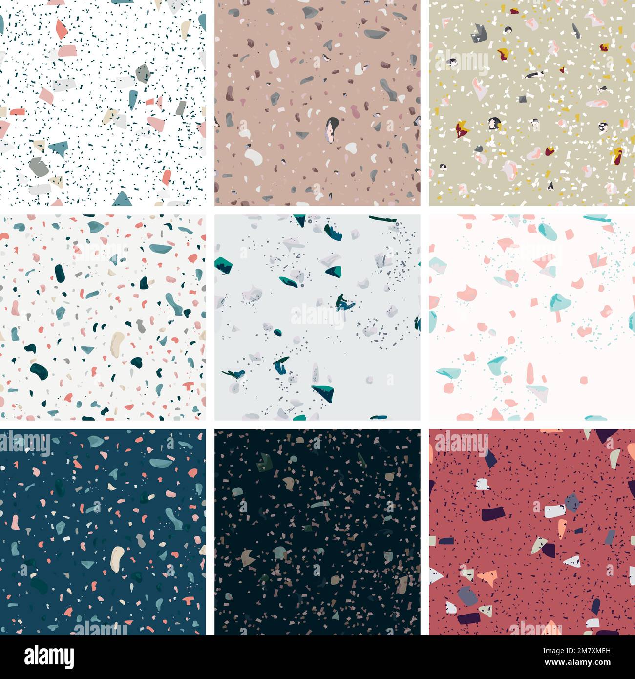 Colorful terrazzo abstract background vector set Stock Vector