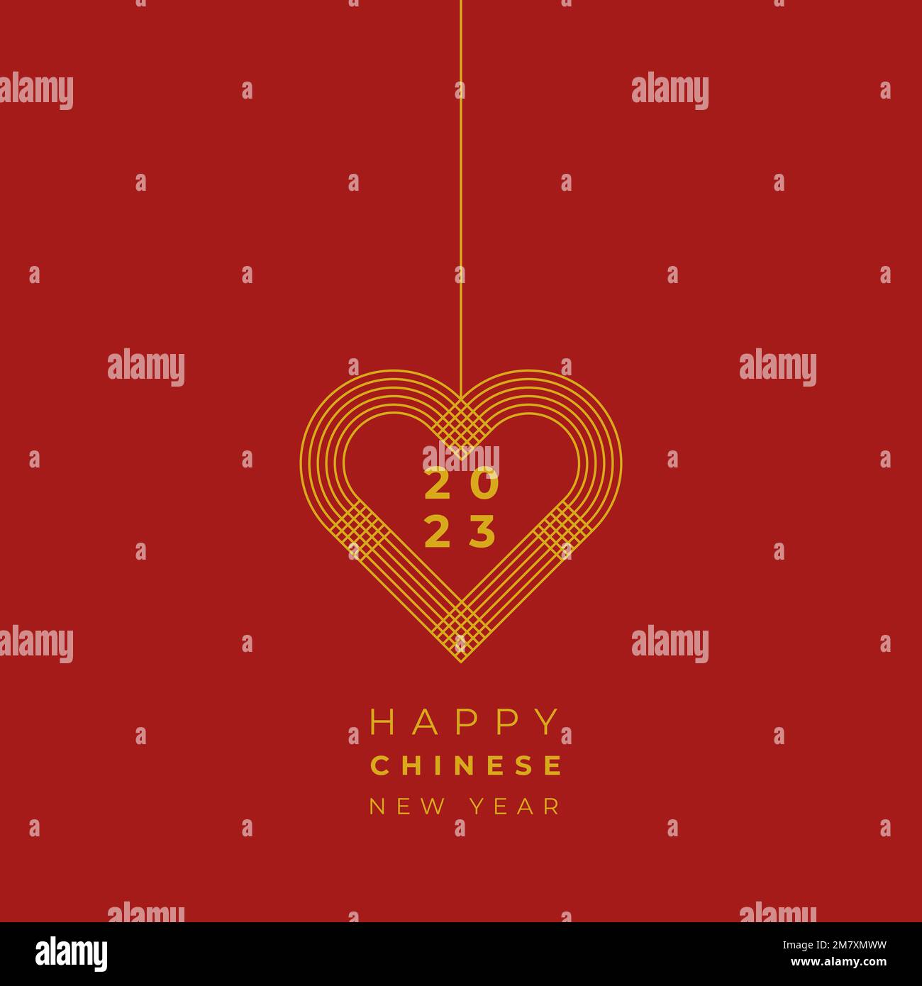 Happy Chinese New Year. Year of the rabbit. 2023. Heart shape. Vector illustration, flat design Stock Vector