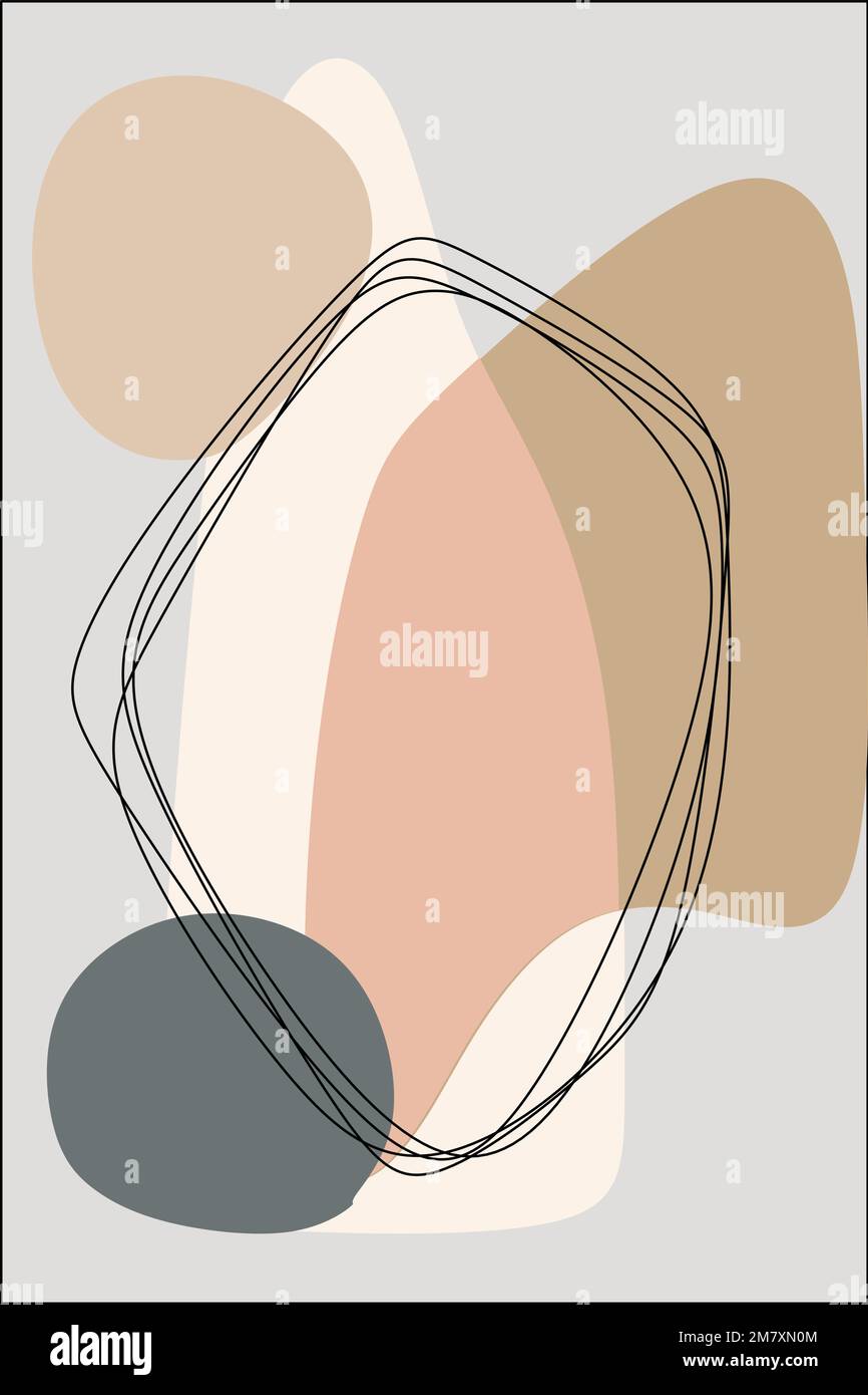 Abstract simple illustration of line and geometry in pastel colors. Stock Vector