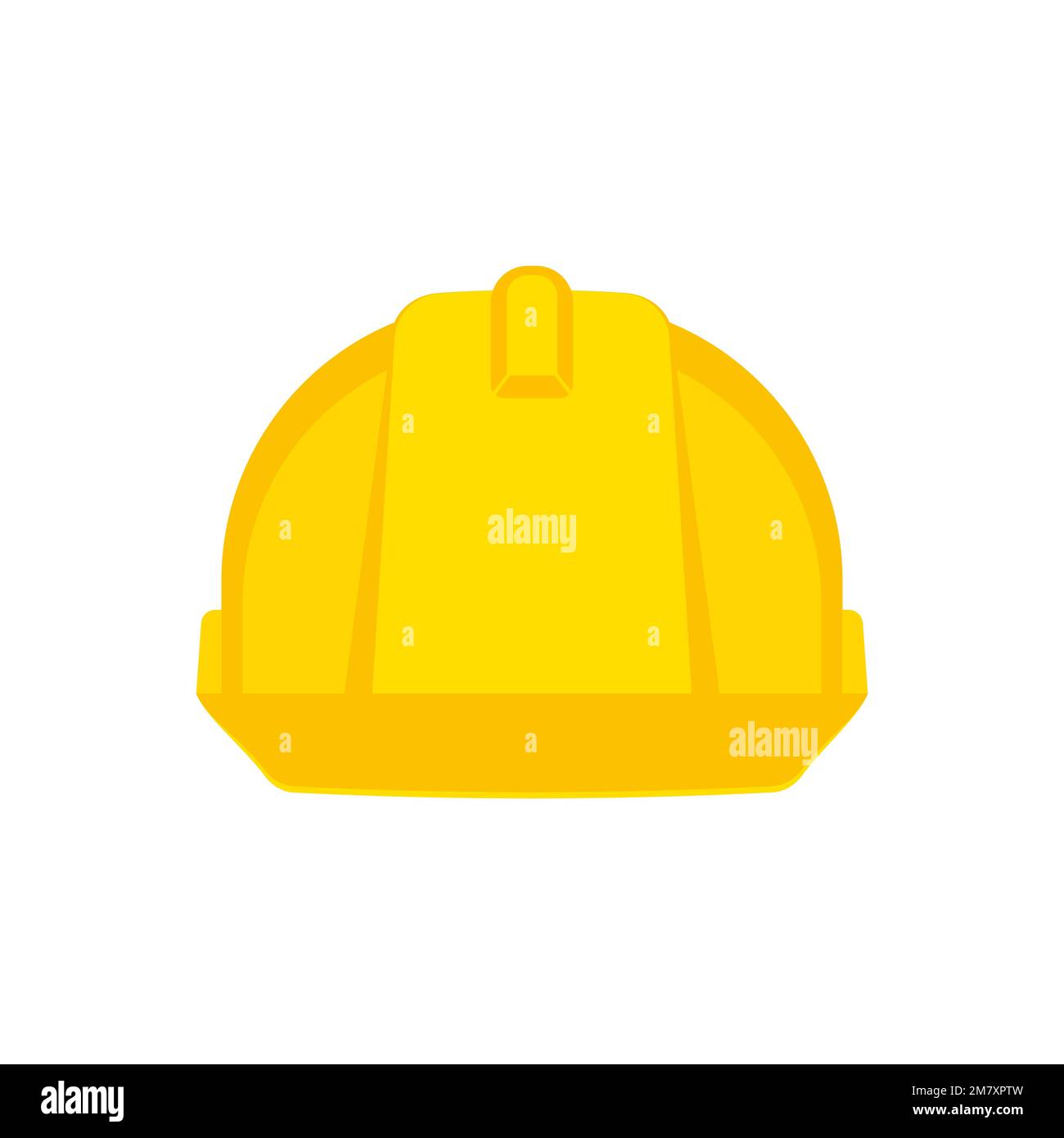 Yellow safety construction helmet. Front view construction helmet