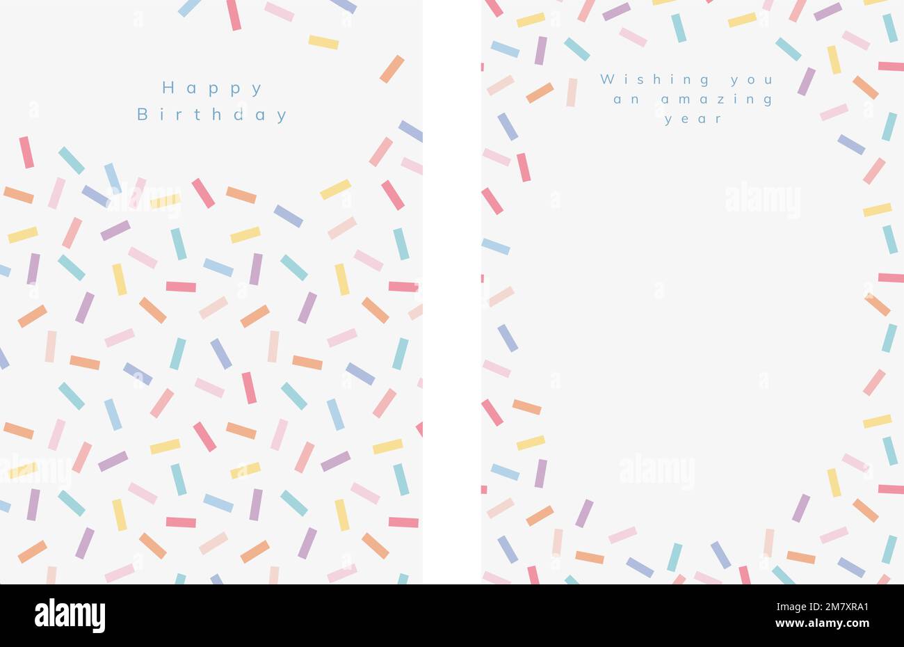 Birthday greeting card template vector with confetti sprinkle set Stock