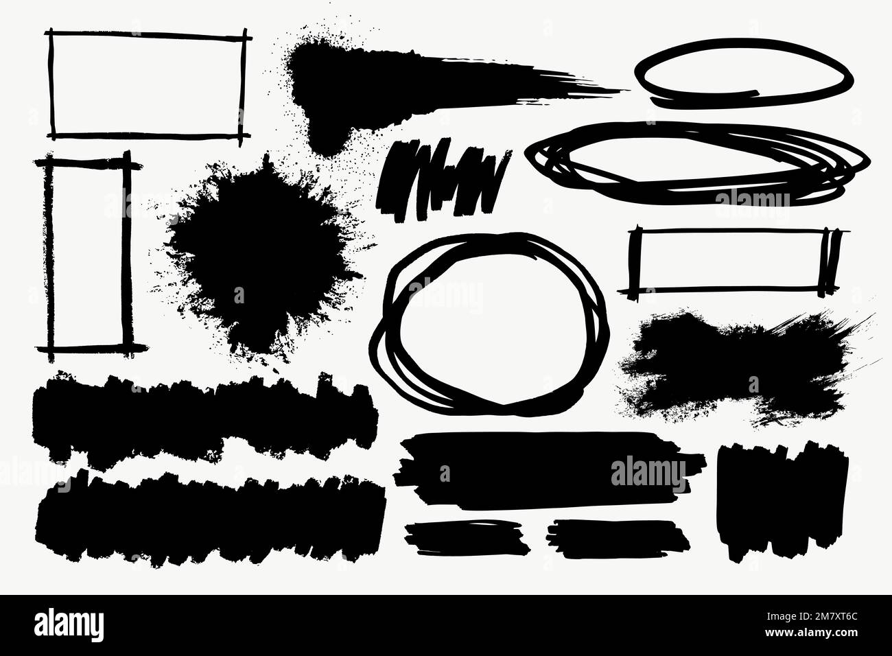 Brush element in black vector on white background set Stock Vector