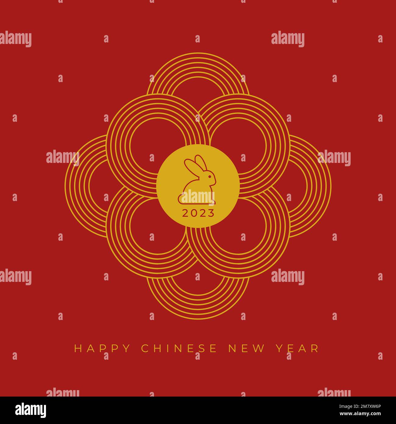 Happy Chinese New Year. Year of the rabbit. 2023. Vector illustration, flat design Stock Vector