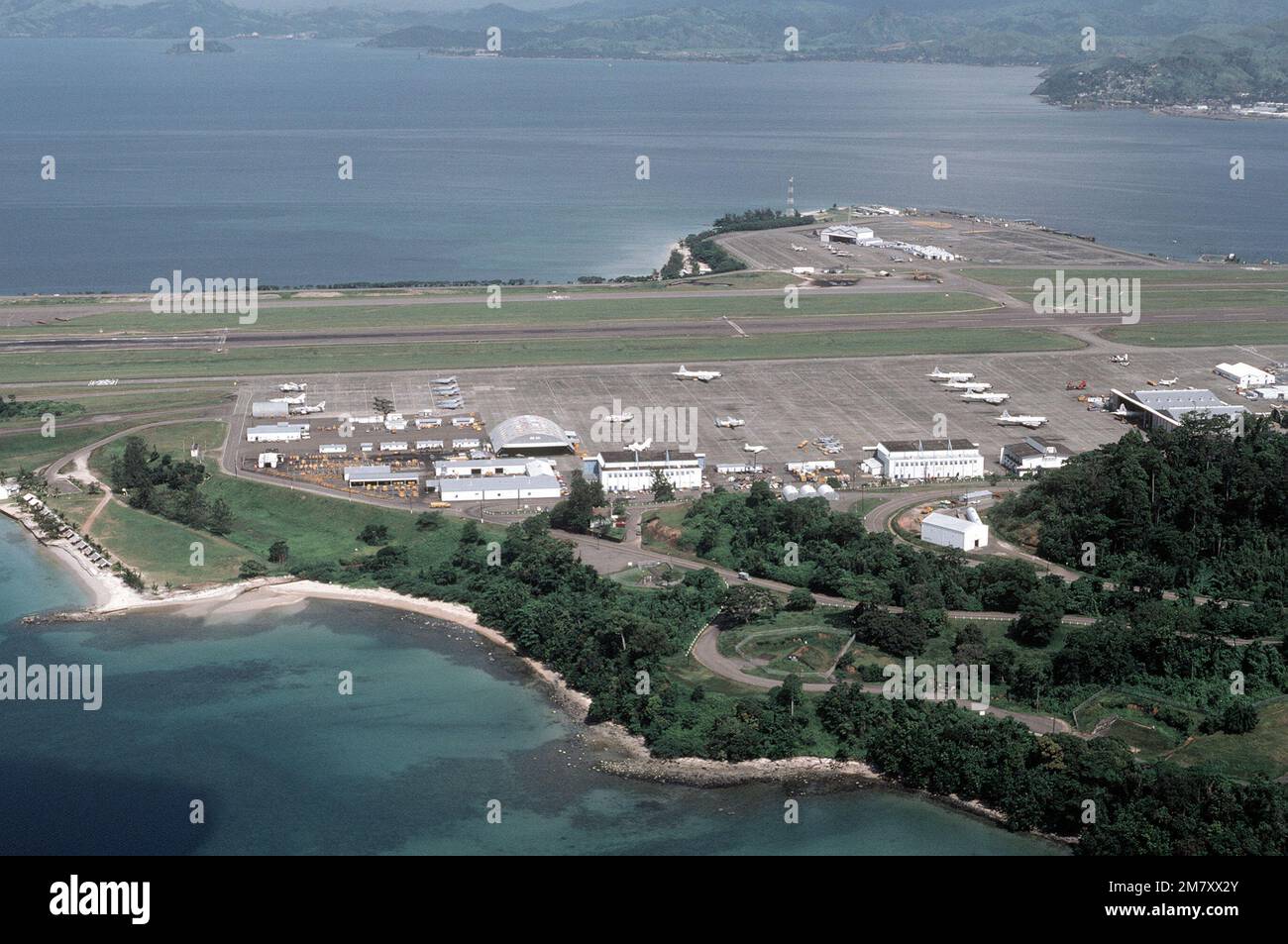 Aerial view of the runways and other base facilities. Base: Naval Air ...