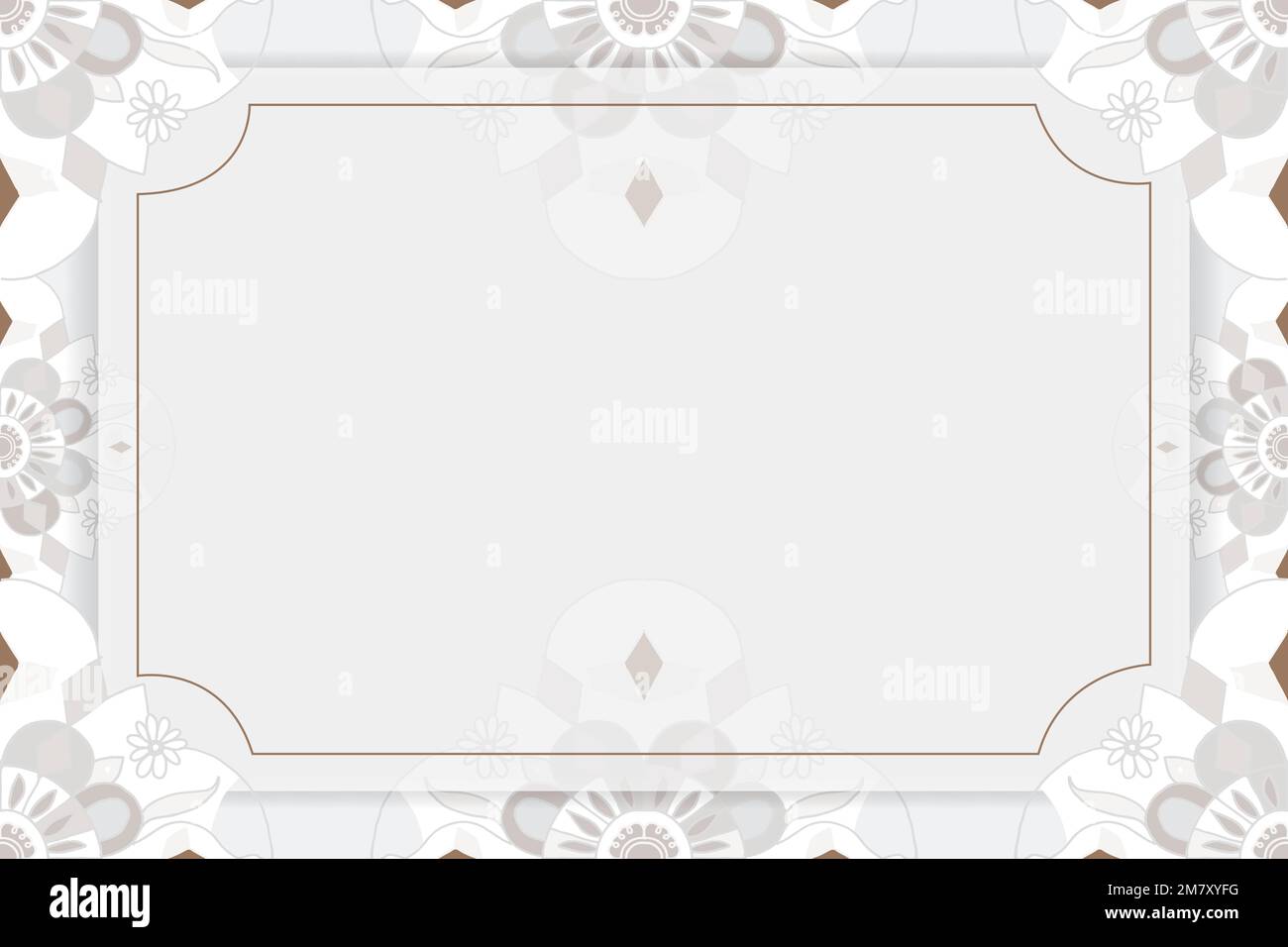 Gold Mandala pattern vector frame gray botanical Indian style Stock Vector