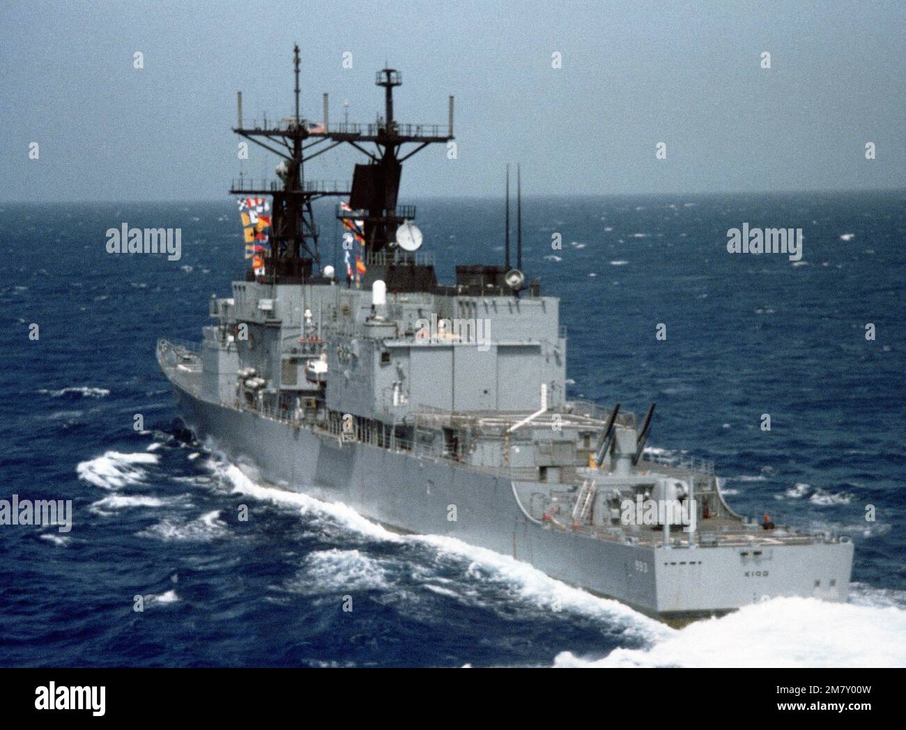 Aerial port quarter view of the guided missile destroyer USS KIDD (DDG ...
