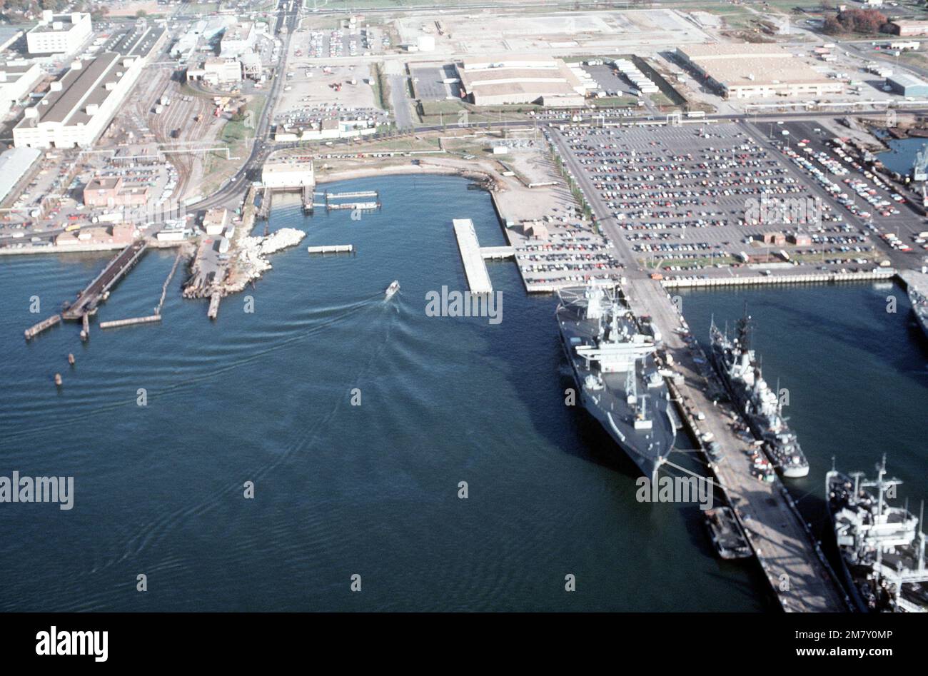 Aerial view of the Destroyer and Submarine Pier and the surrounding
