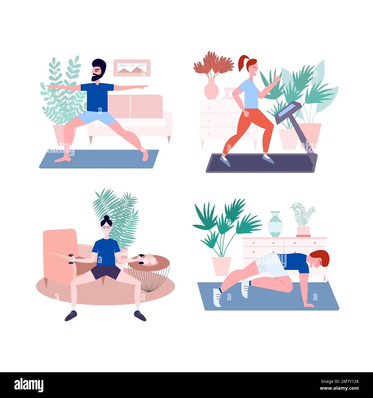 Woman plank home exercise Stock Vector Images - Alamy