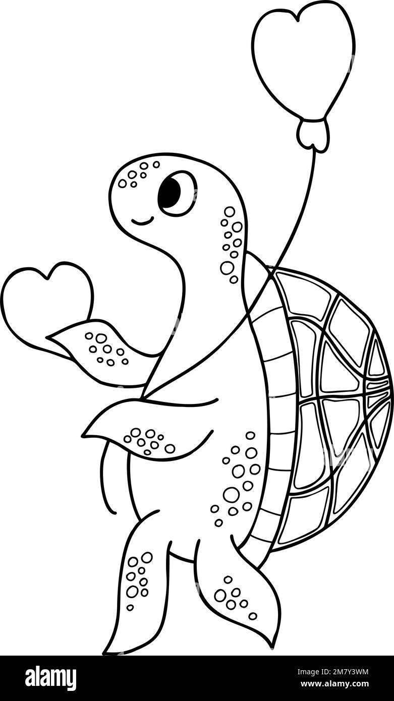 Cute turtle with heart and balloon. Vector illustration. Outline drawing cartoon funny animal. For design, decor, cards, print, coloring page Stock Vector Image & Art - Alamy Cute turtle with heart and balloon. Vector illustration. Outline drawing cartoon funny animal. For design, decor, cards, print, coloring page Stock Vector Image & Art - Alamy