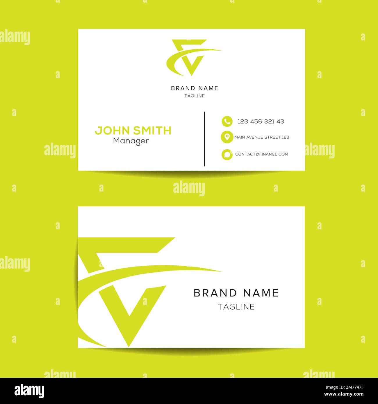 Business card design template. Double sided business card modern and