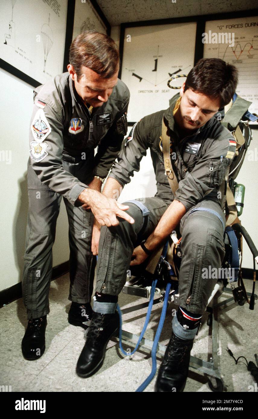 CDR Klaus Pflueger Checks LT J G Winfried Frank Out On The Ejection cdr-klaus-pflueger-checks-lt-j-g-winfried-frank-out-on-the-ejection