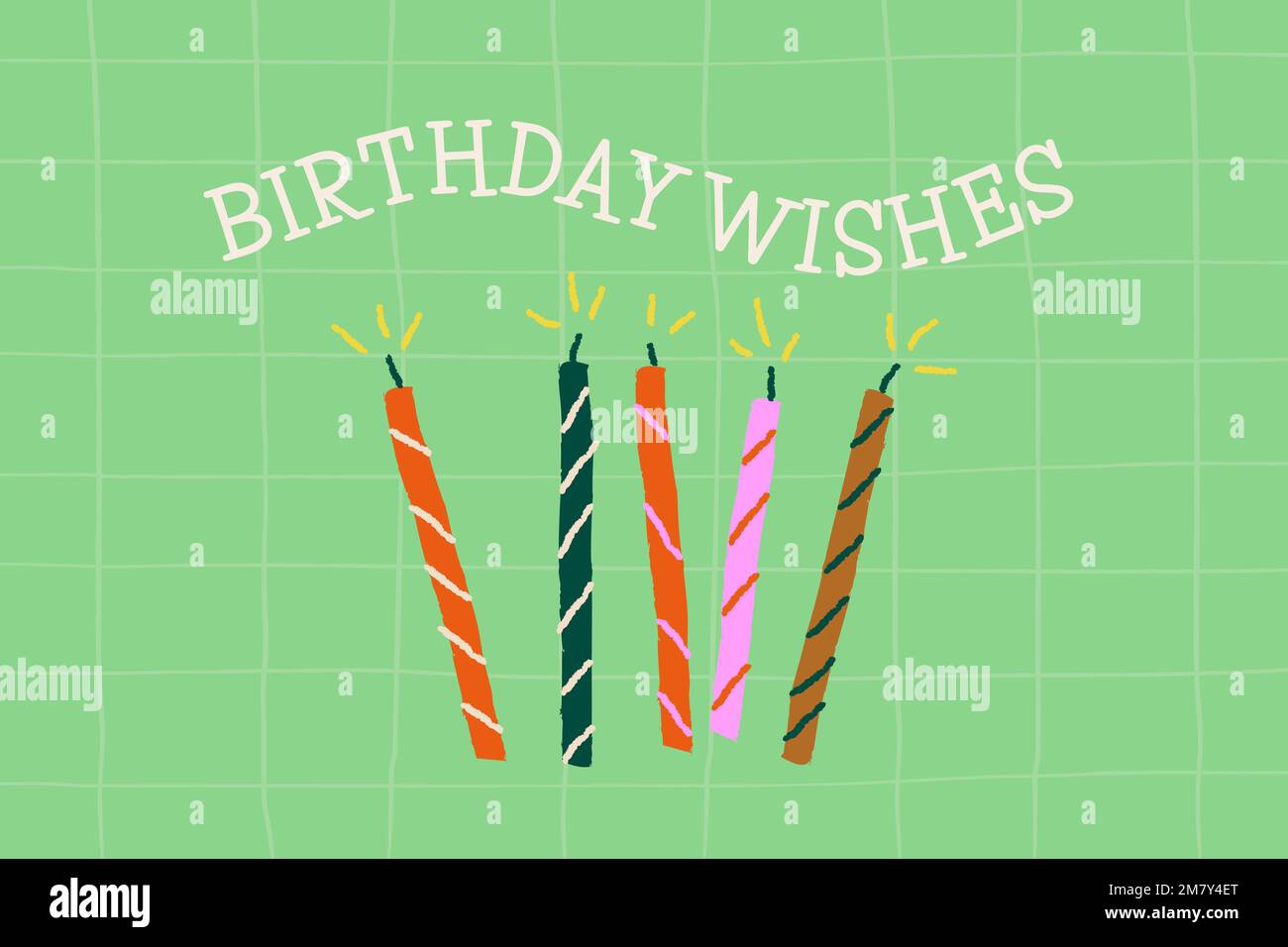 Doodle birthday party template vector with cute candles banner Stock