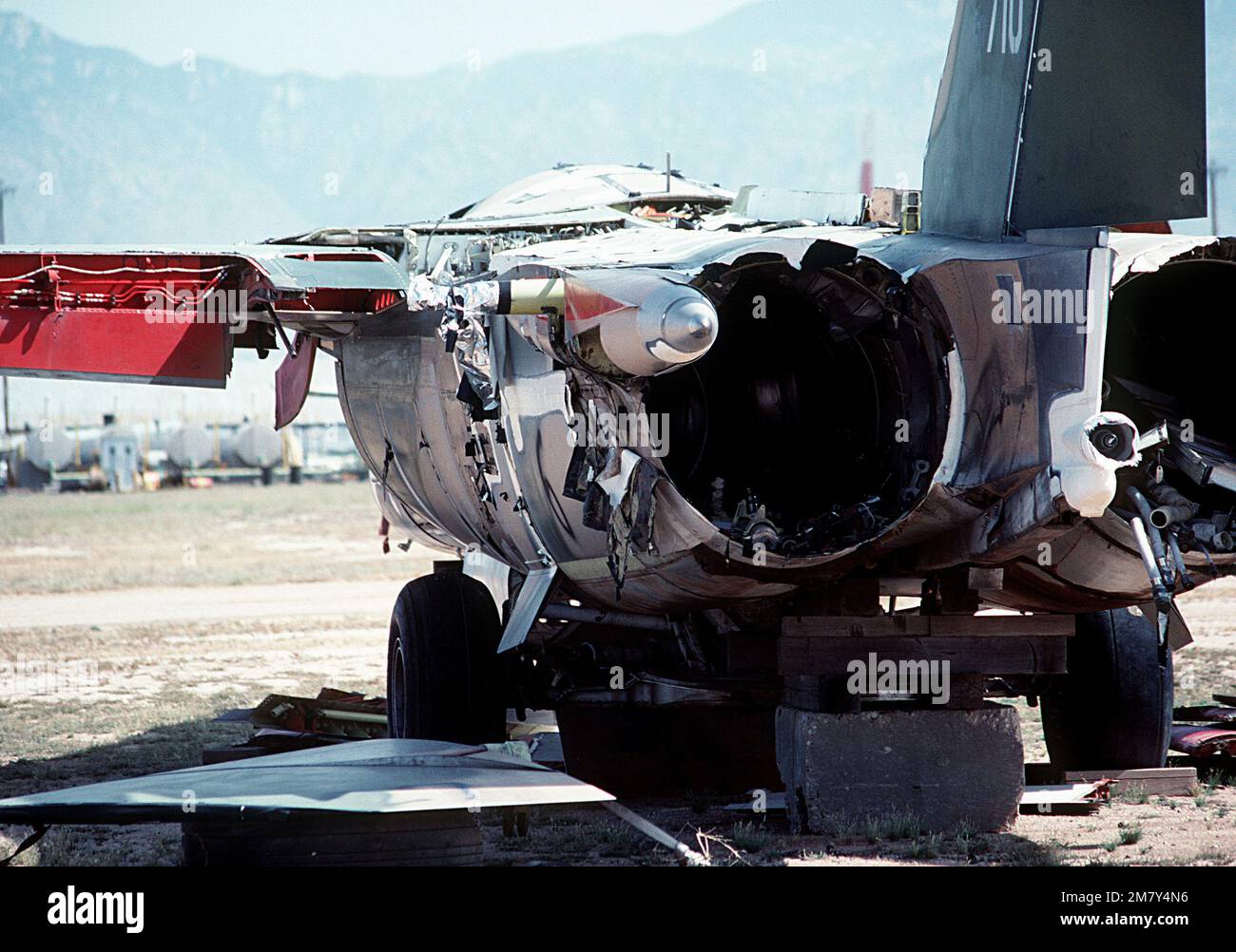 A view of an aircraft that have been salvaged for parts, at the ...