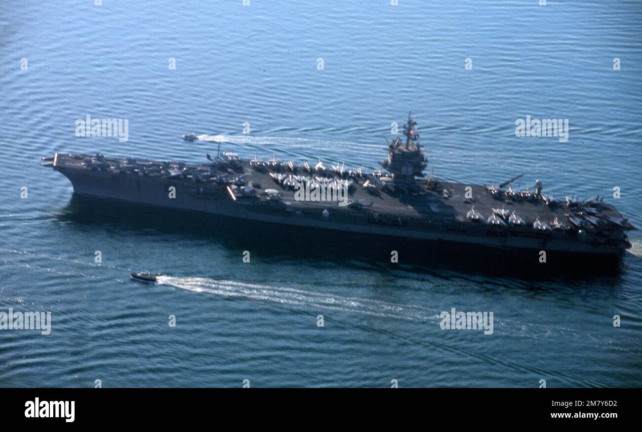 USS Enterprise (CVN-65), formerly CVA(N)-65, is a decommissioned. United States Navy aircraft carrier. In 1958, she was the first nuclear-powered aircraft carrier and the eighth United States naval vessel to bear the name. Like her predecessor of World War II fame, she is nicknamed Big E Stock Photo