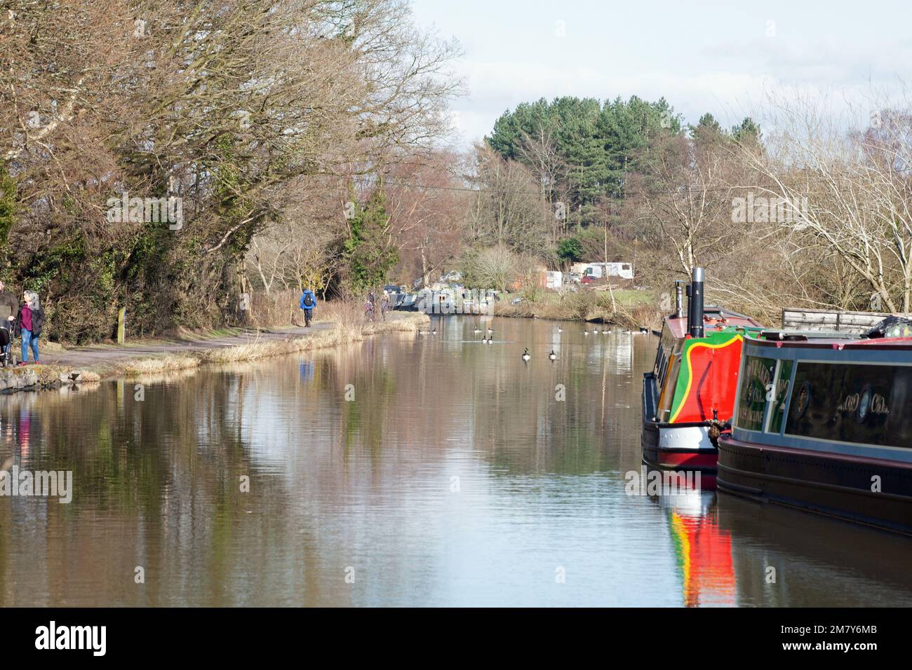 The Macclesfield Canal on a cold winter day at Higher Poynton Cheshire