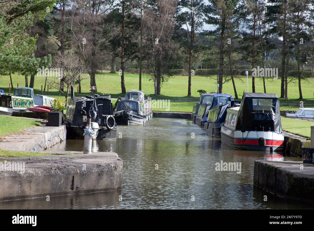 Lyme View Marina and Adlington Canal Basin on the Macclesfield Canal near Higher Poynton Cheshire England Stock Photo