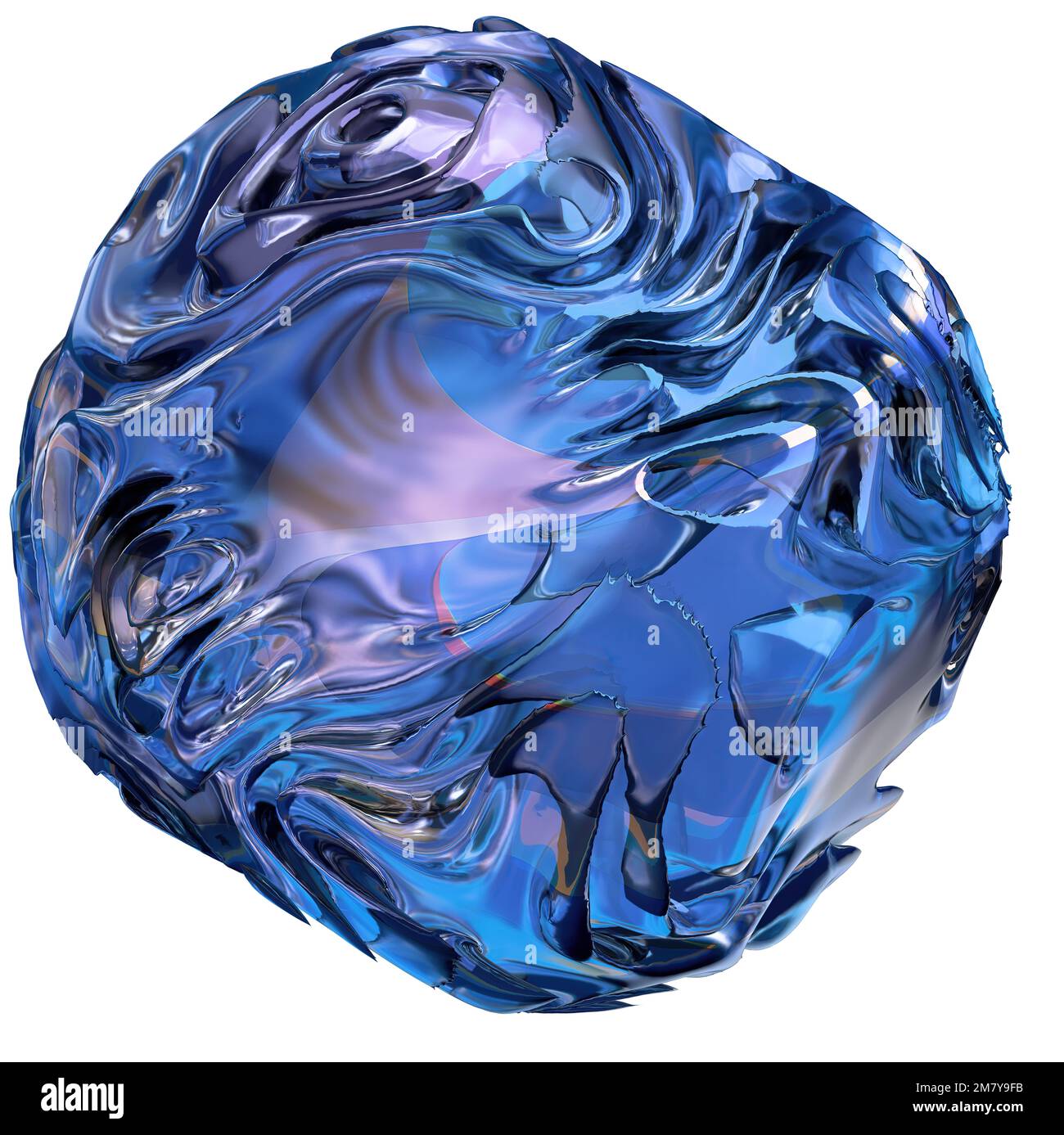 Blue detailed detail wave patterned glass sphere geometry abstract ...