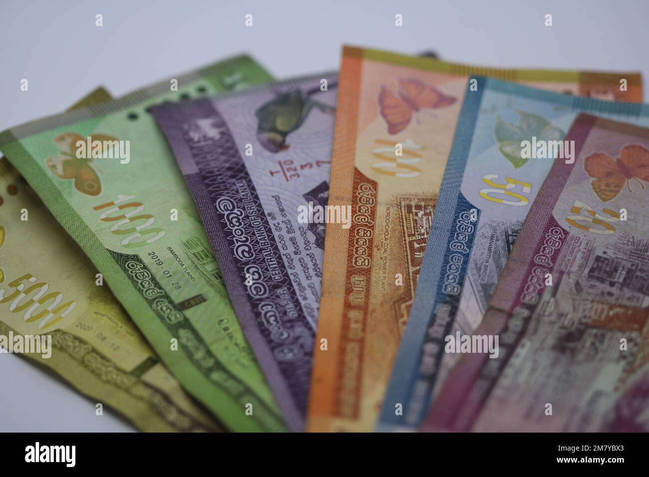 A Multiple colors of Sri Lankan rupee note bills Stock Photo - Alamy