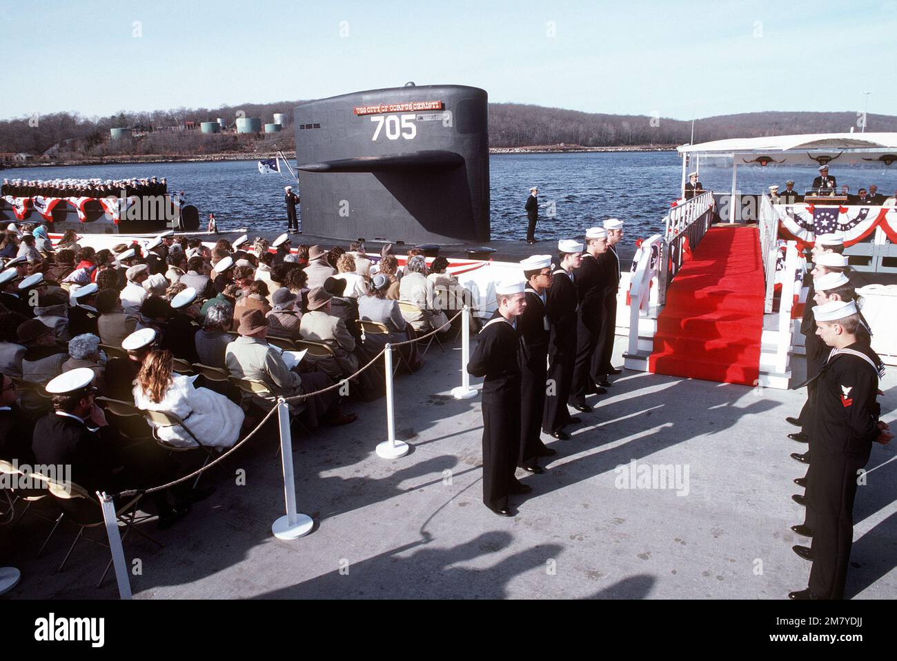 An overall view of the commissioning ceremonies for the nuclearpowered