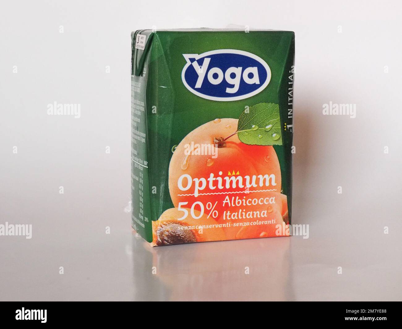 Yoga apricot juice packet Stock Photo - Alamy
