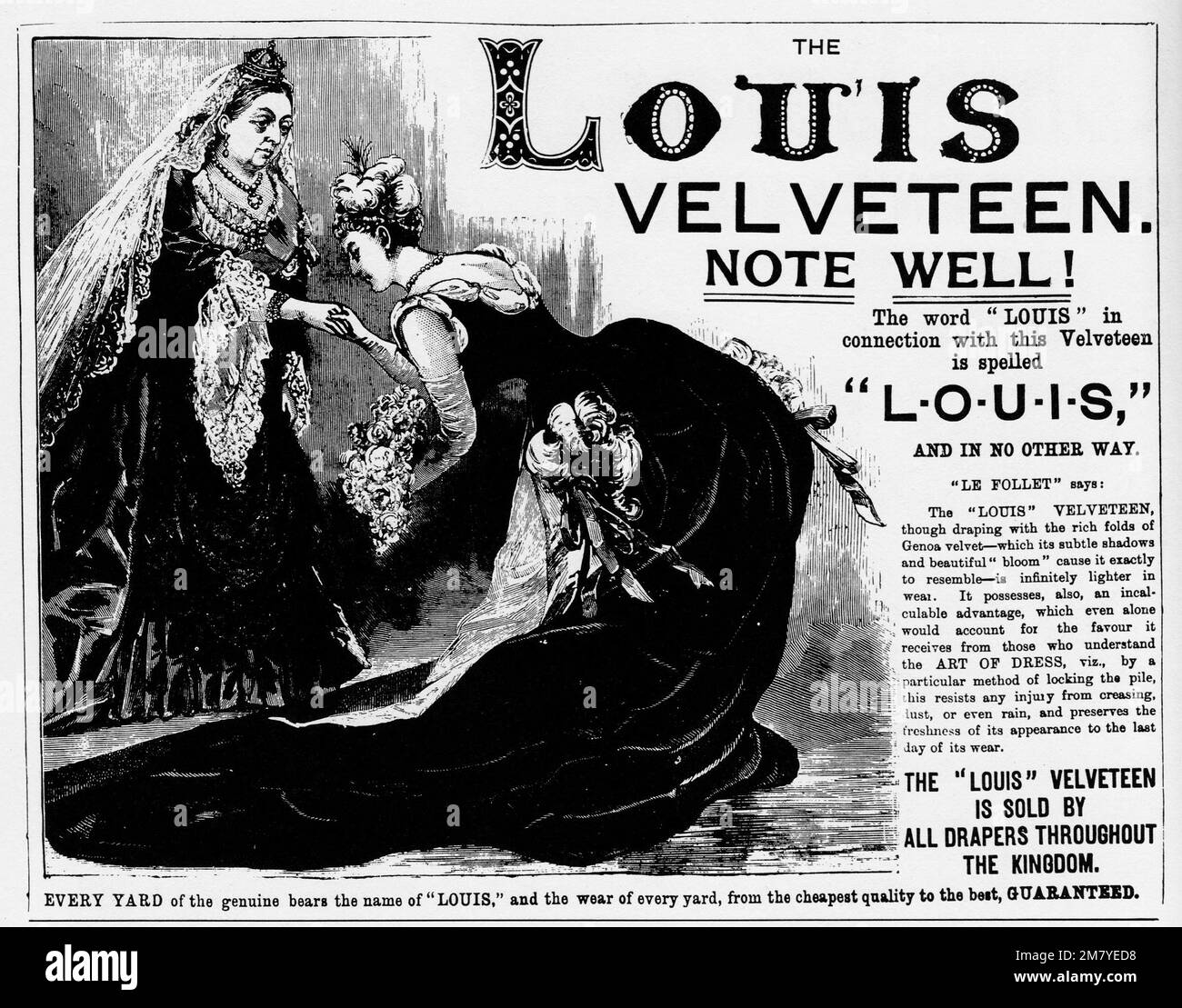 Victorian Advertising about c1890 for Velveteen cloth products Stock Photo