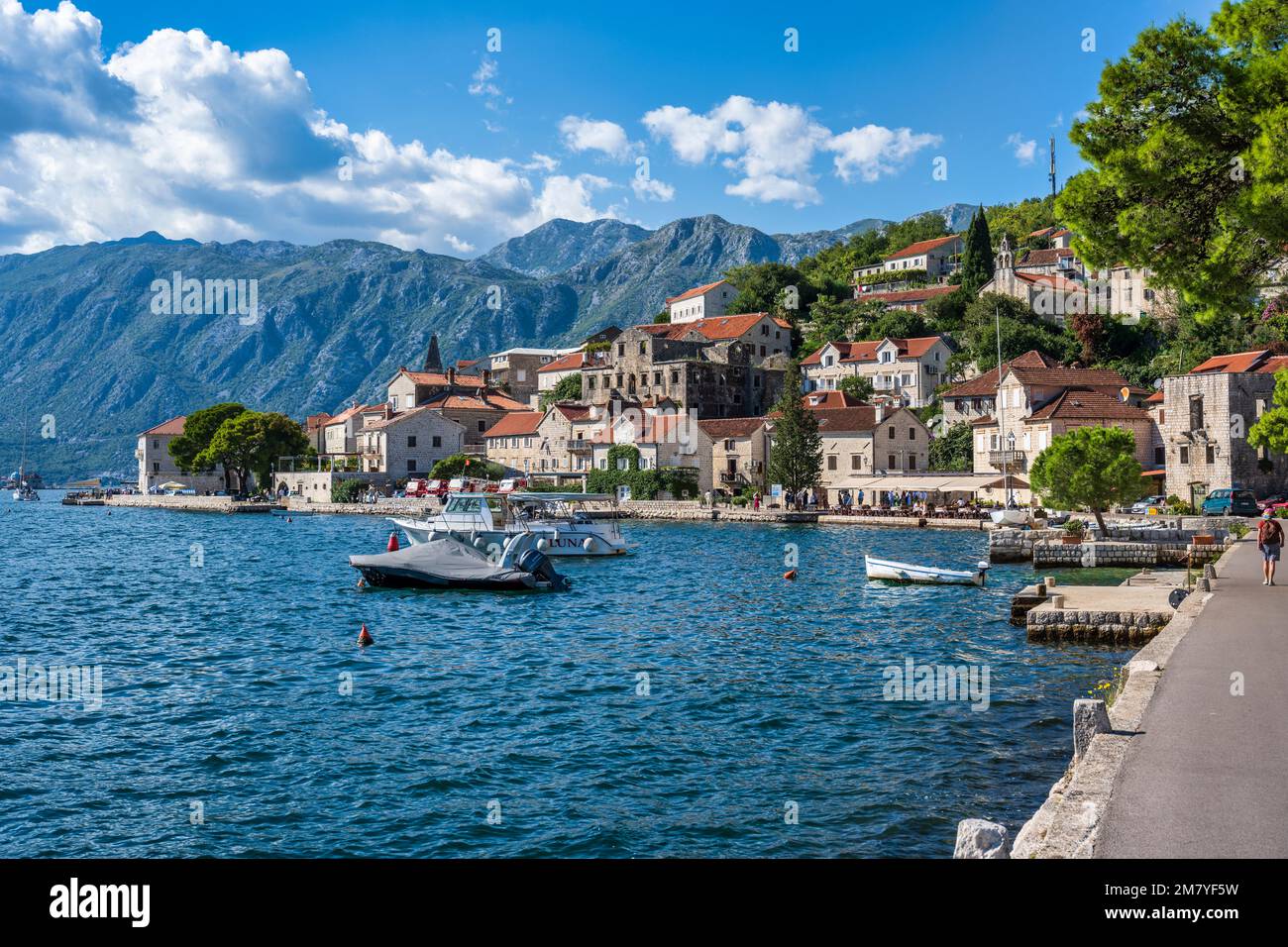 boats-moored-in-perast-waterfront-on-the-bay-of-kotor-in-montenegro