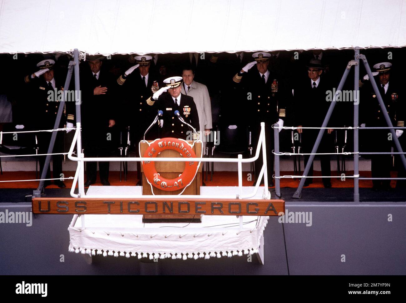 CAPT Roland G. Guilbault, commanding officer of the first Aegis guided ...