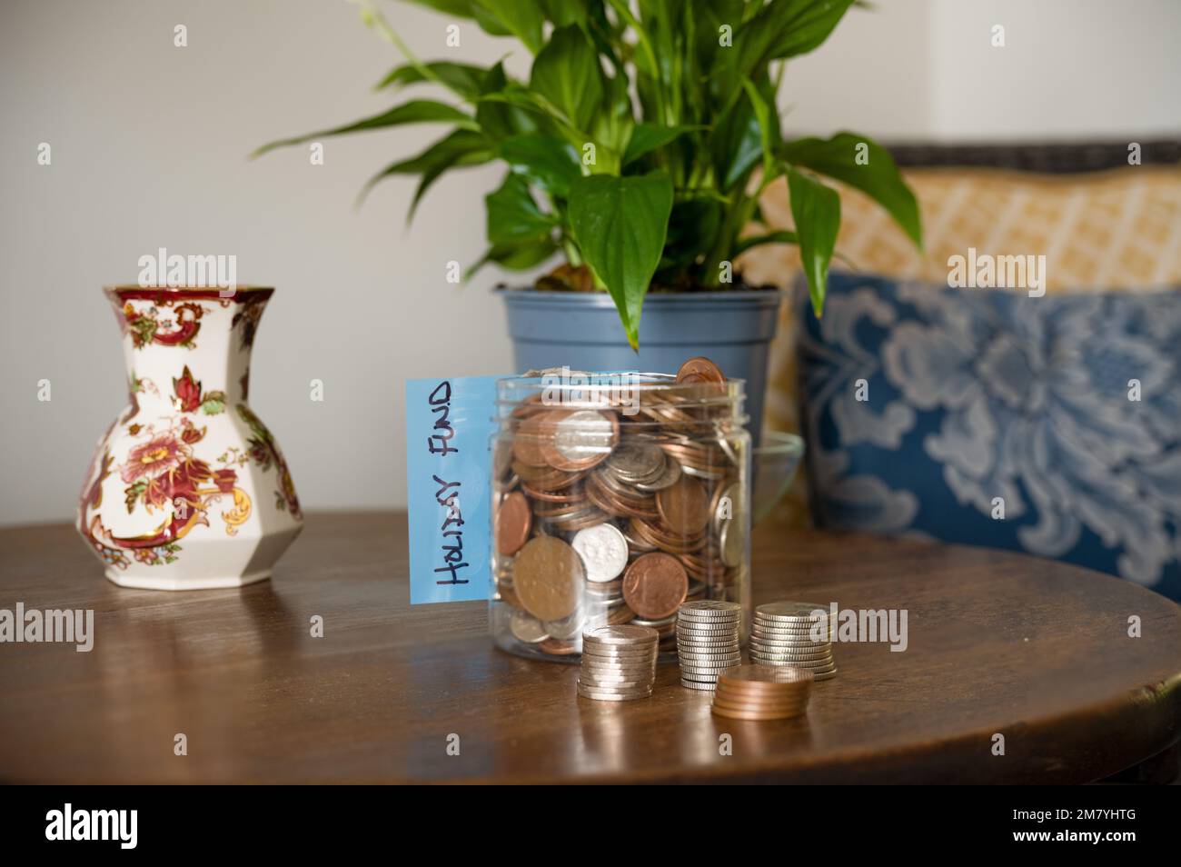 savings fund jar for vacation holiday concept Stock Photo
