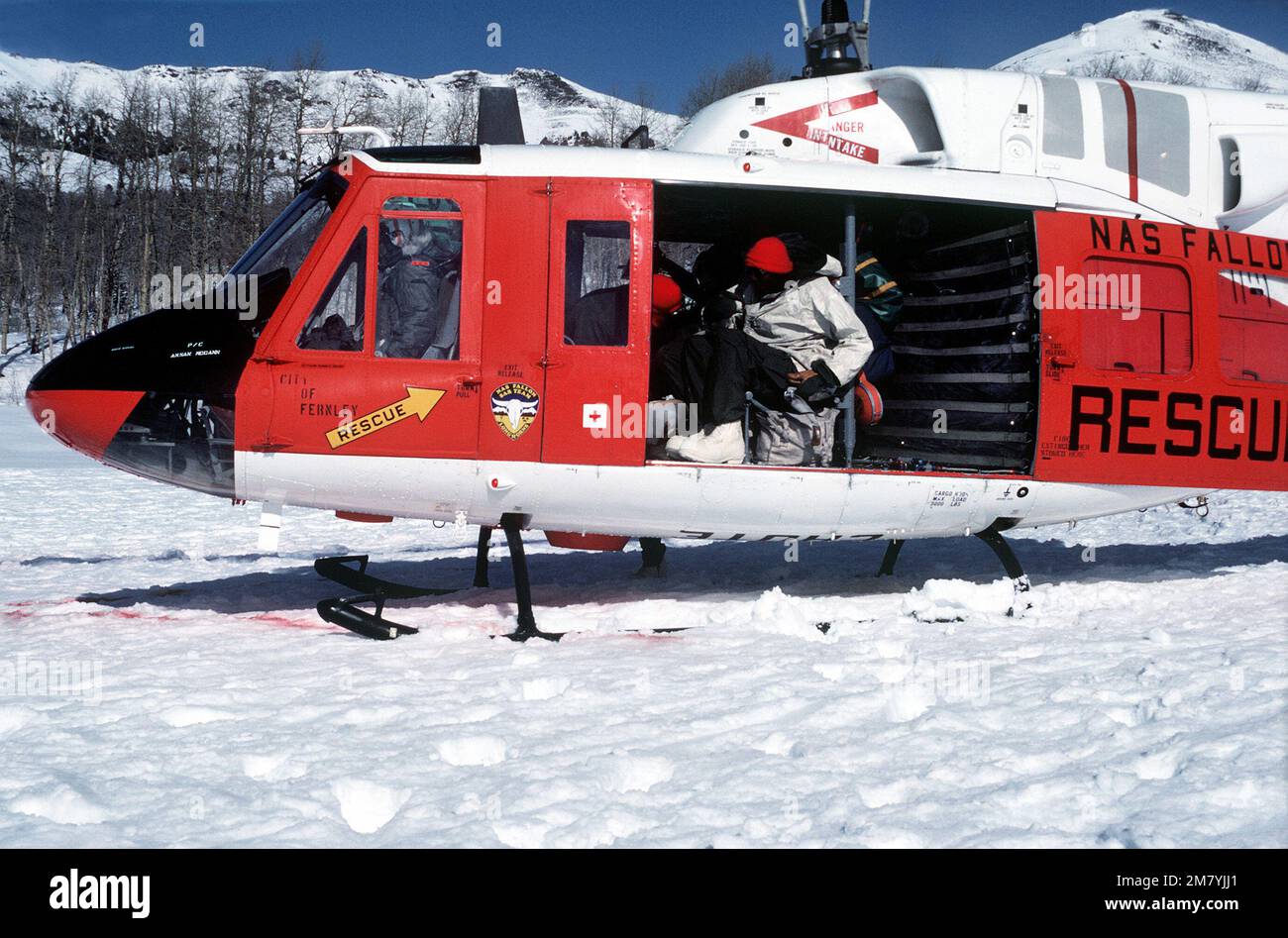 A view of a UH-1N Iroquois helicopter from Naval Air Station Fallon ...