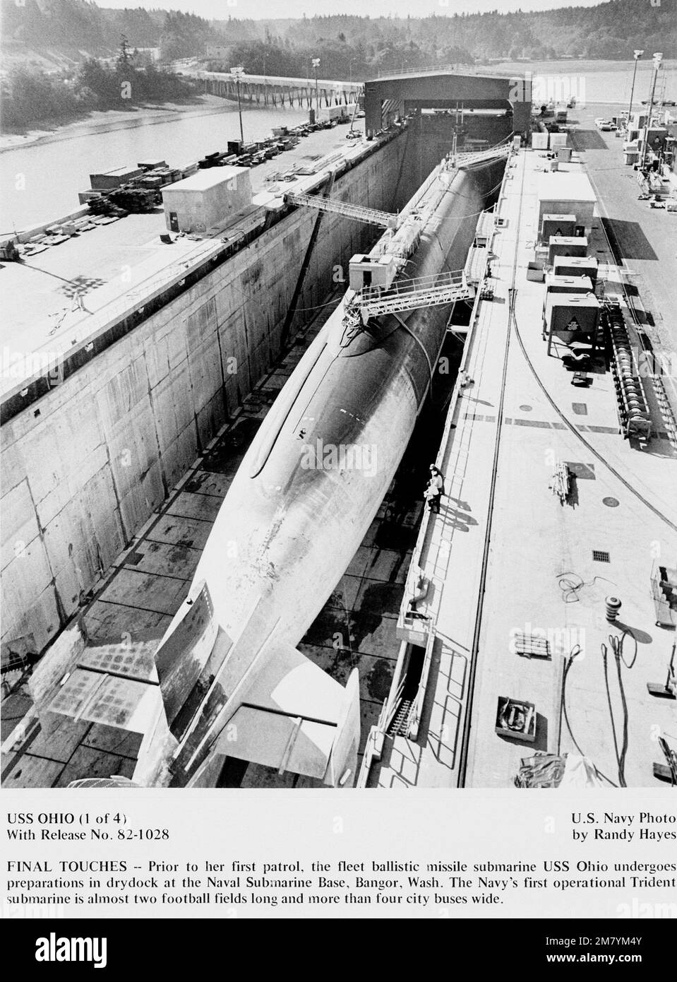A view of the nuclearpowered strategic missile submarine USS OHIO