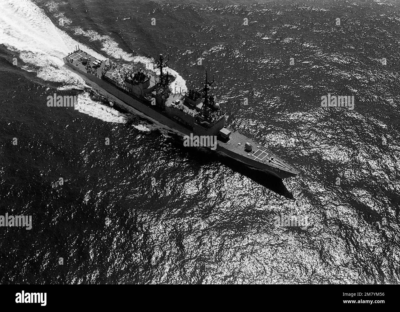 Aerial starboard bow view of the Spruance class destroyer USS FIFE (DD
